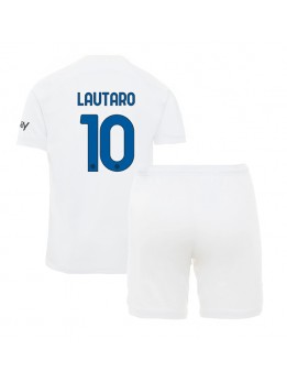 Inter Milan Lautaro Martinez #10 Replika Borta Kläder Barn 2023-24 Kortärmad (+ byxor)